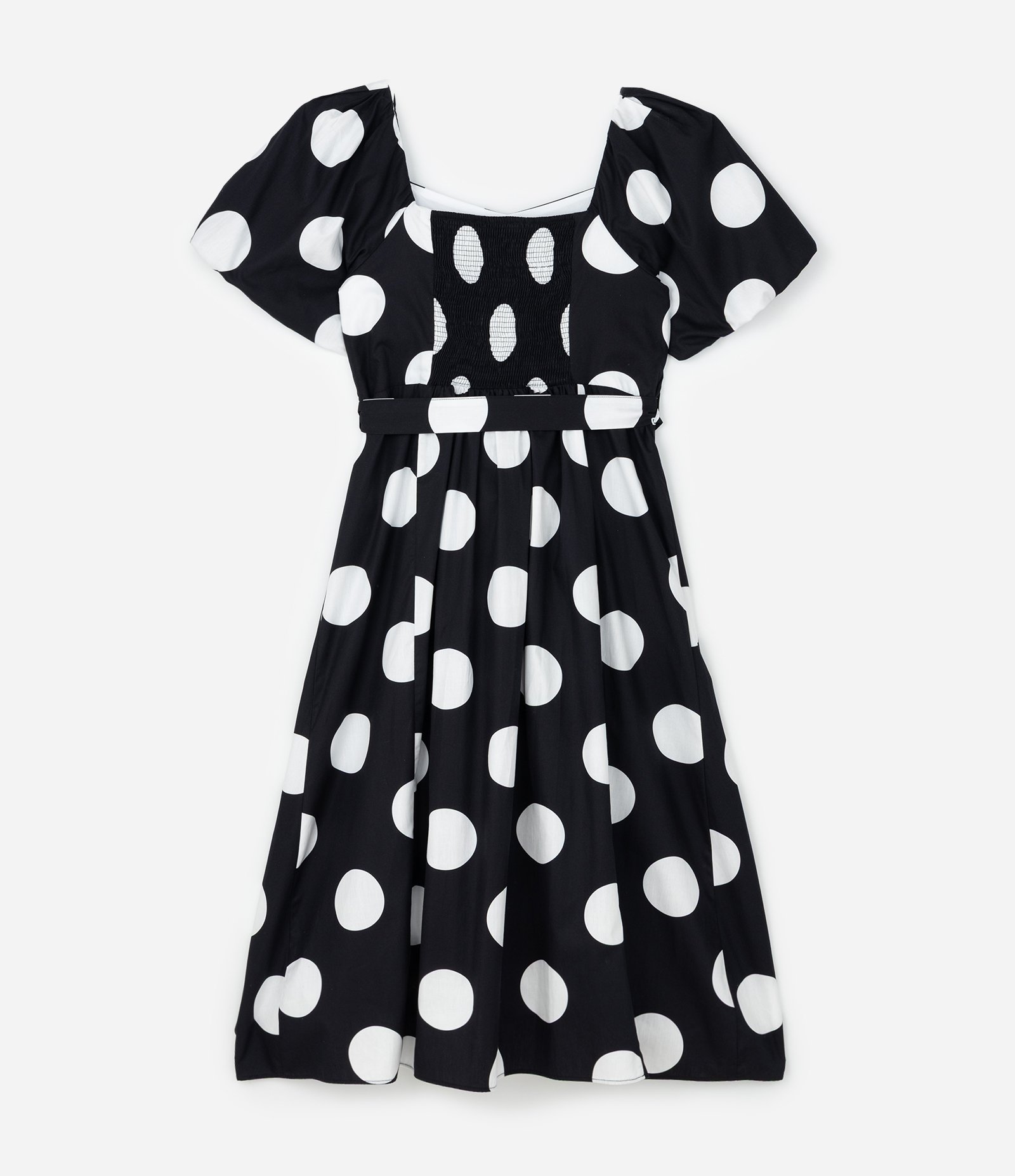 Vestido Midi Com Estampa Poá e Cinto com FIvela Curve & Plus Size Preto/Branco 6