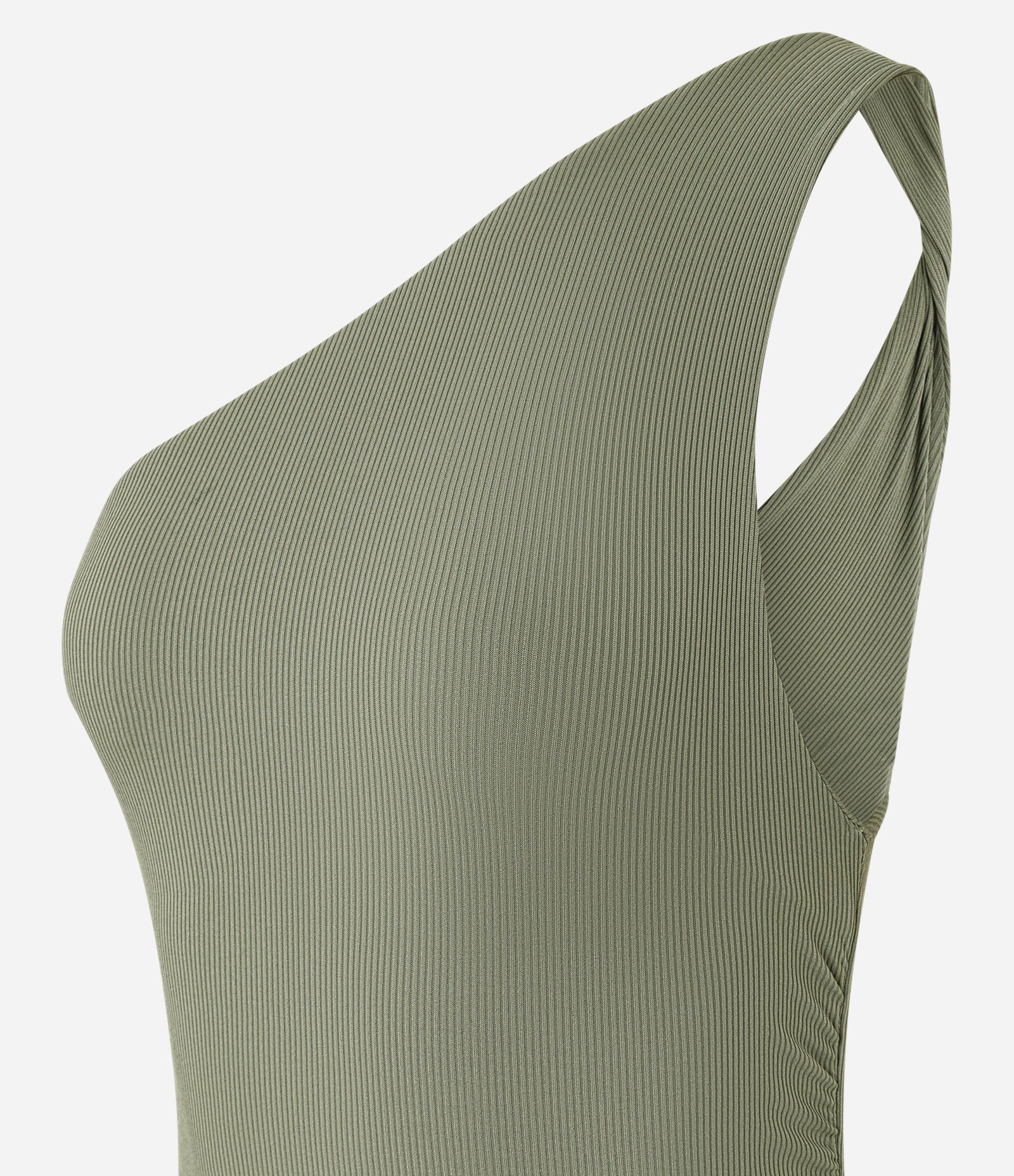 Vestido New Midi em Ribana Ombro Só com Franzido Lateral Verde 6