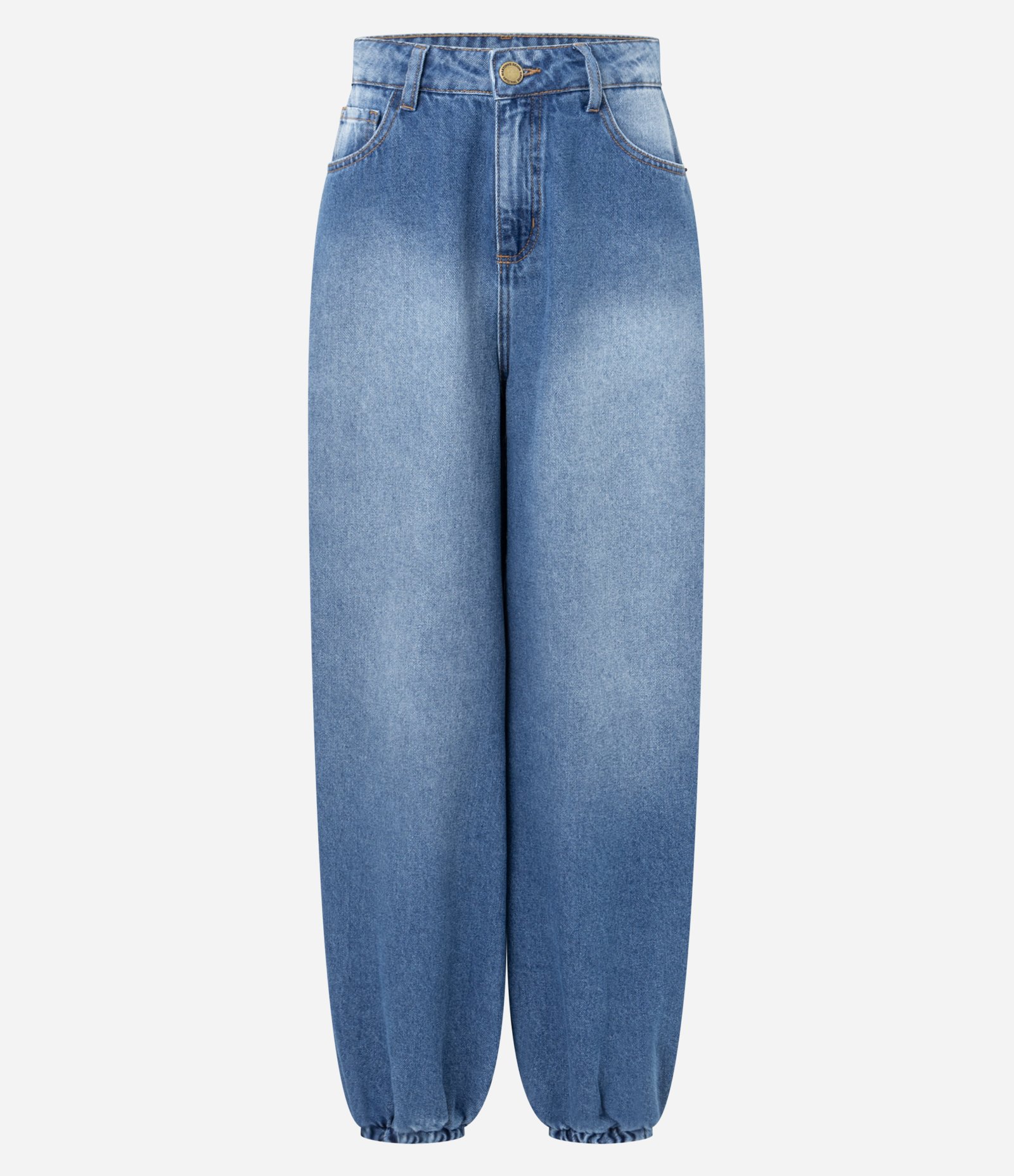 Calça Aladim em Jeans com Lavagem Destroyed Azul 5