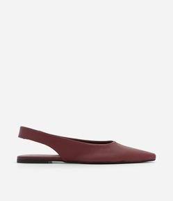 Sapatilha Slingback de Bico Fino em Couro