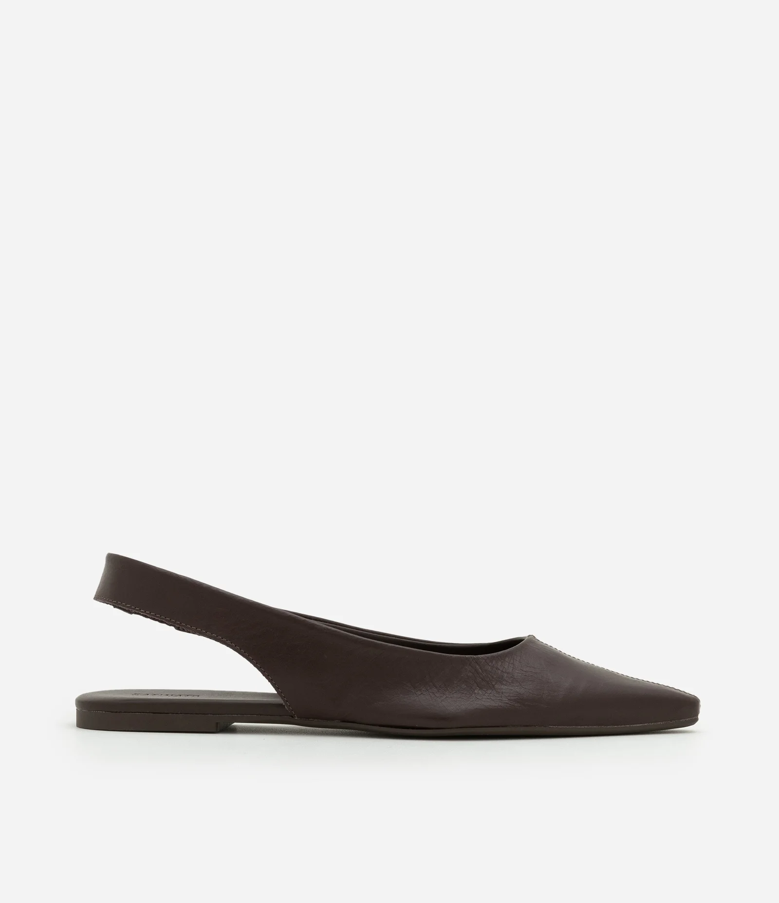 Sapatilha Slingback de Bico Fino em Couro Marrom 1