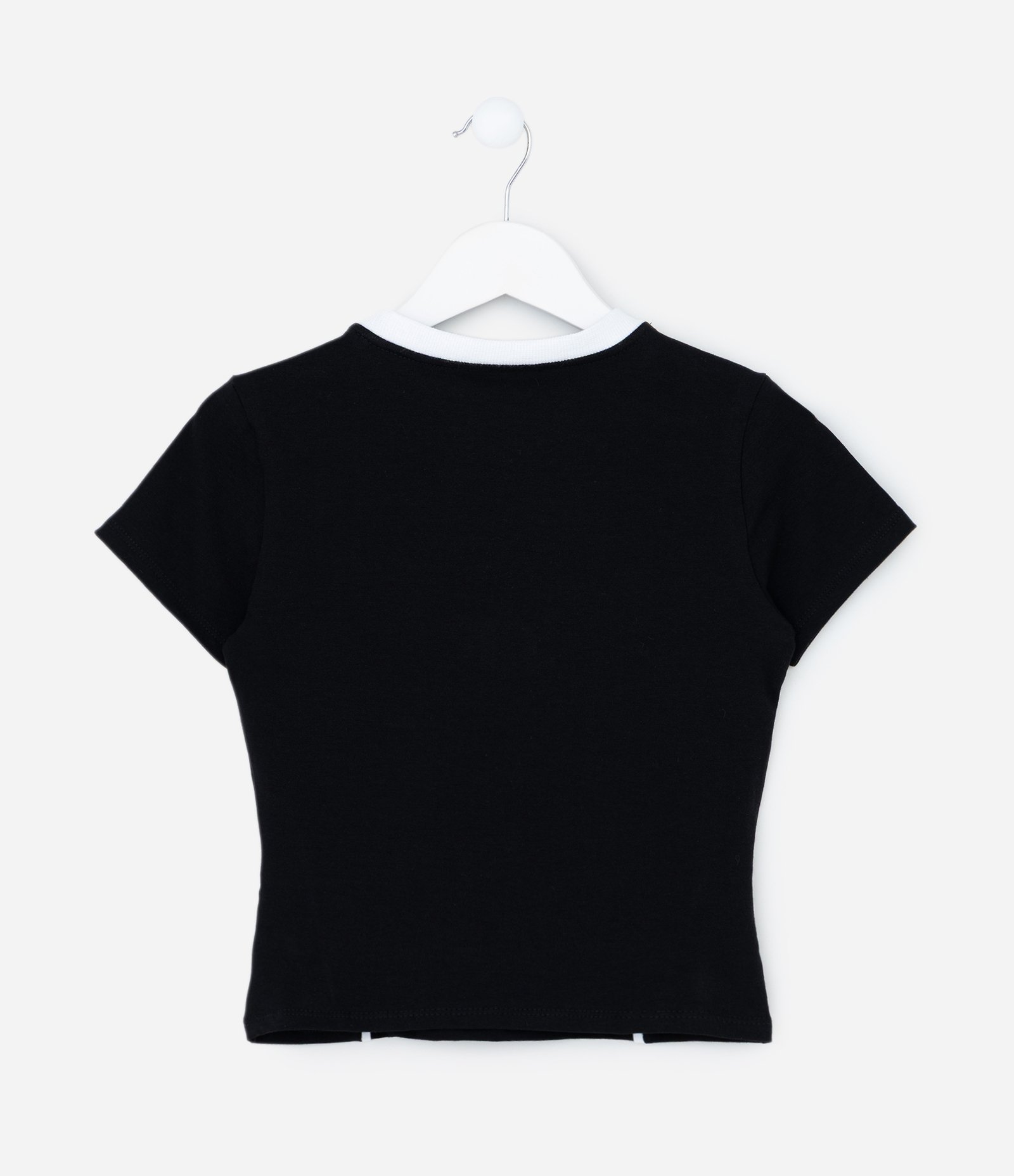 Camiseta Manga Curta em Algodão com Frisos Frontais Kuromi Preto 2