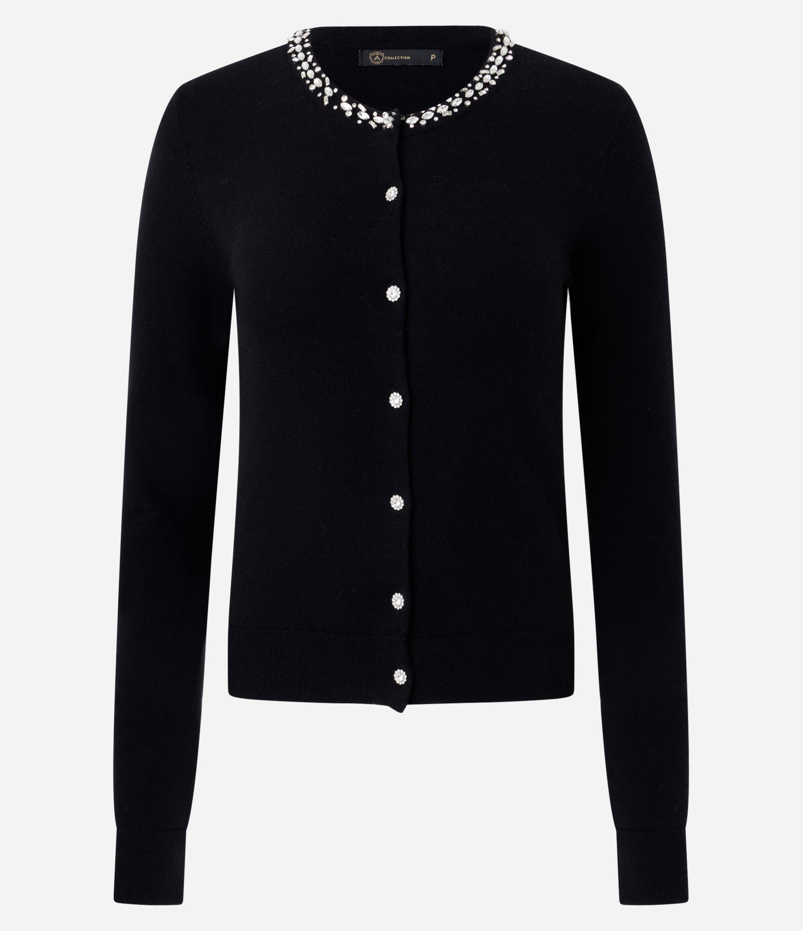 Cardigan Curto em Tricô com Aplicação no Decote Preto 5