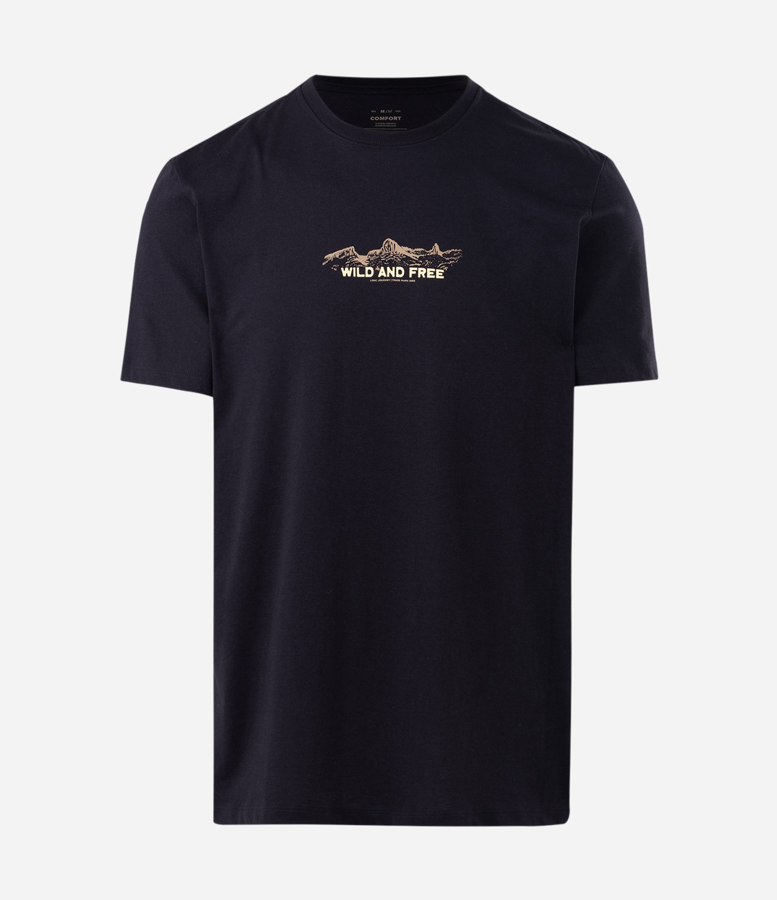 Camiseta Comfort em Algodão com Estampa Lettering Preto 1