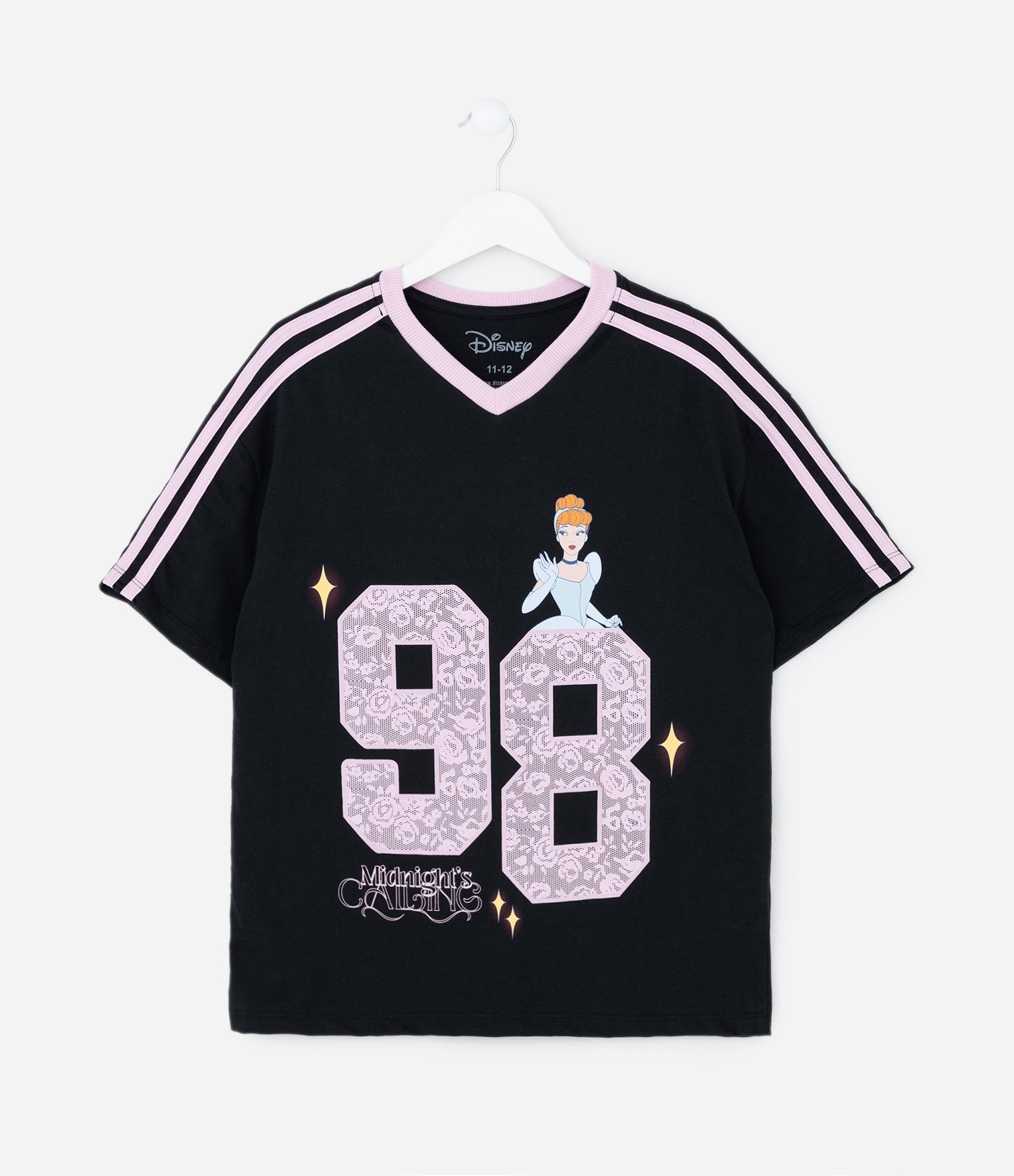 Camiseta Infantil com Estampa Cinderela 88 – Tam 7 a 16 Anos Preto 1