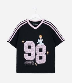 Camiseta Infantil com Estampa Cinderela 88 – Tam 7 a 16 Anos