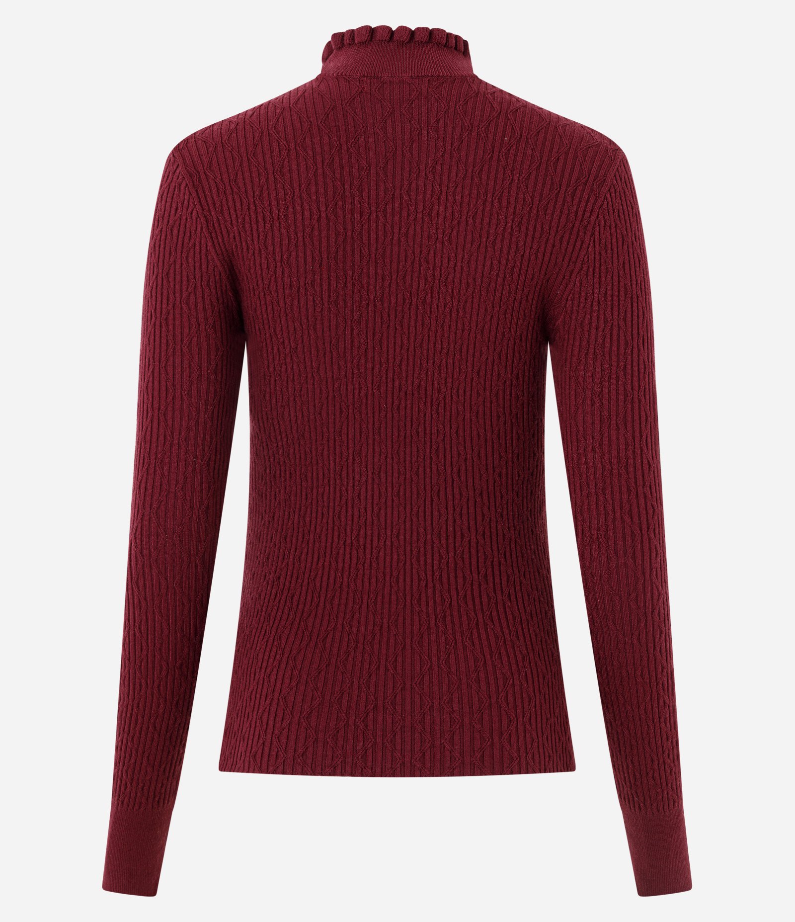 Blusa Regular em Tricô Texturizado com Golinha Frufru Vermelho 7