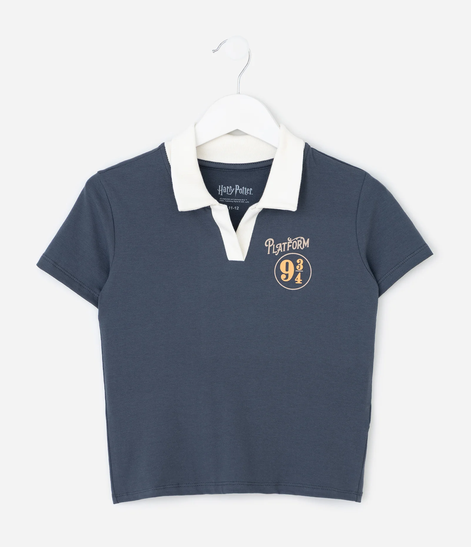 Camiseta Infantil Baby Tee com Estampa Plataforma 9 3/4 – Tam 7 a 16 Anos Azul Acinzentado 1