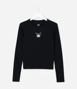 Camiseta Infantil Slim em Ribana com Estampa Kuromi – Tam 7 a 16 Anos