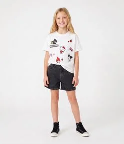 Camiseta Infantil Oversized com Estampa Hello Kitty And Friends - Tam 5 a 16 Anos