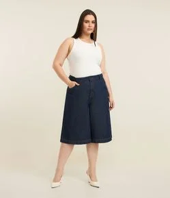 Bermuda Jorts em Jeans com Bolsos Embutido Curve & Plus Size
