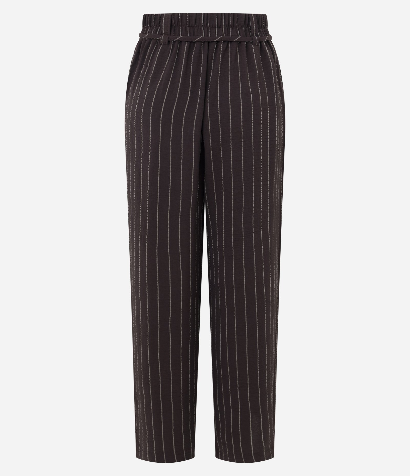 Calça Wide Leg com Estampa Listrada e Cordão para Amarração Marrom 7