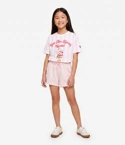 Camiseta Infantil Oversized Listrada Moranguinho Sport Club – Tam 7 a 16 Anos