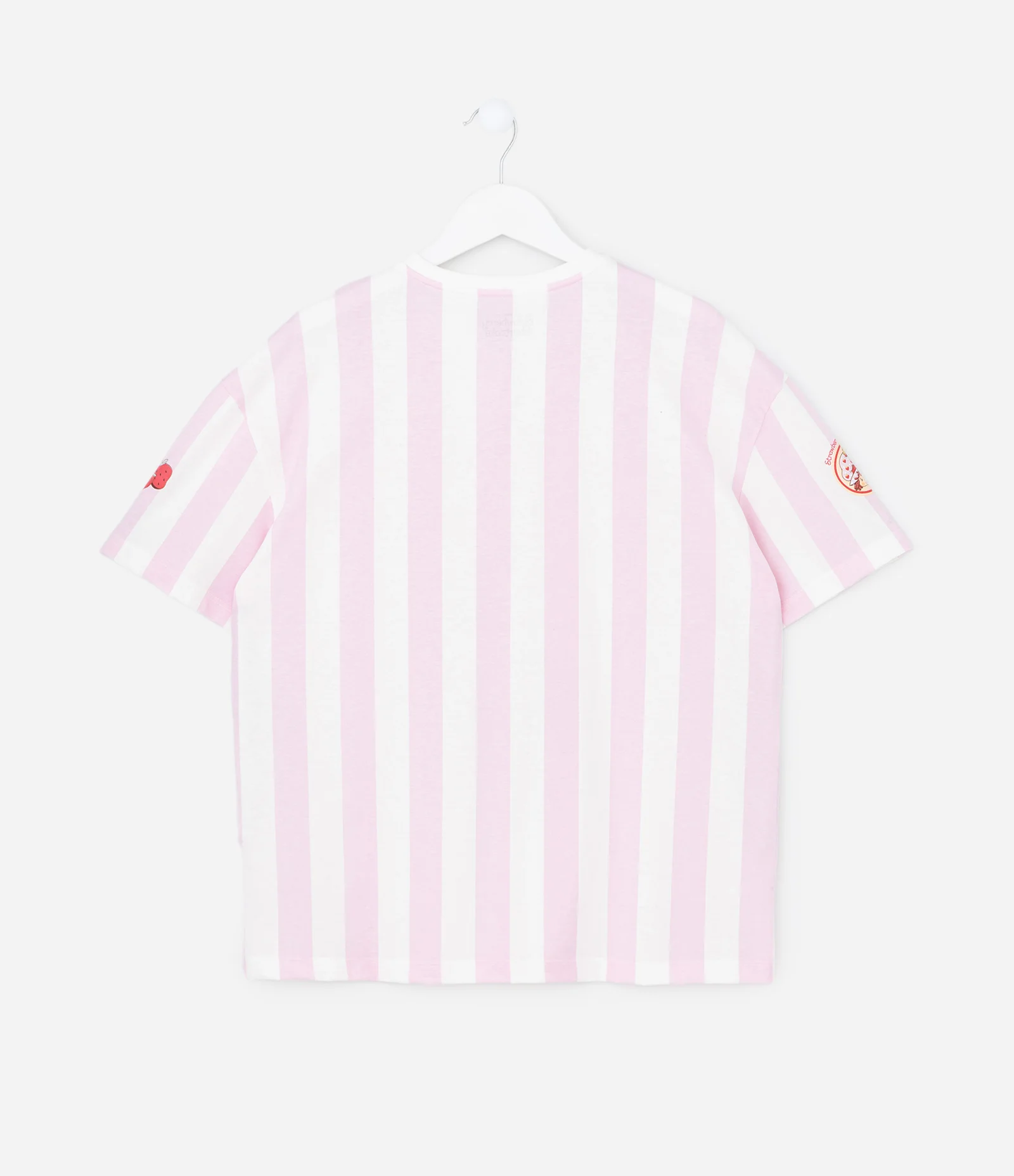 Camiseta Infantil Oversized Listrada Moranguinho Sport Club – Tam 7 a 16 Anos Rosa/Branco 2