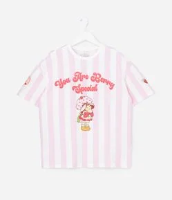 Camiseta Infantil Oversized Listrada Moranguinho Sport Club – Tam 7 a 16 Anos