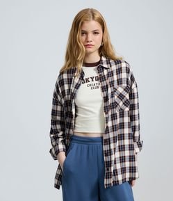Camisa Regular Manga Longa em Flanela Xadrez