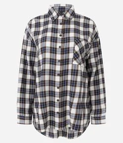 Camisa Regular Manga Longa em Flanela Xadrez