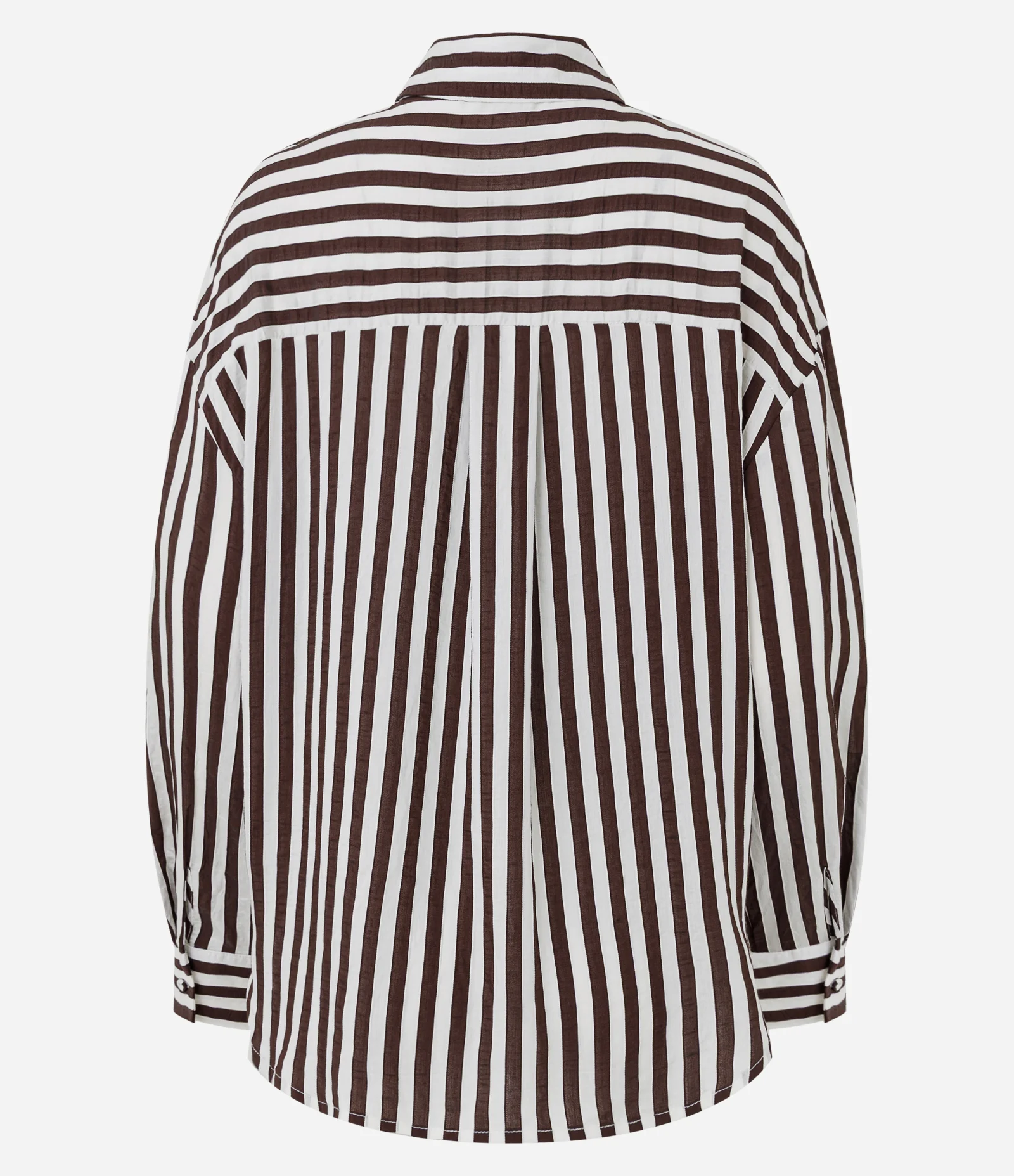 Camisa em Viscose com Listras Fio Tinto Off White/Marrom 6