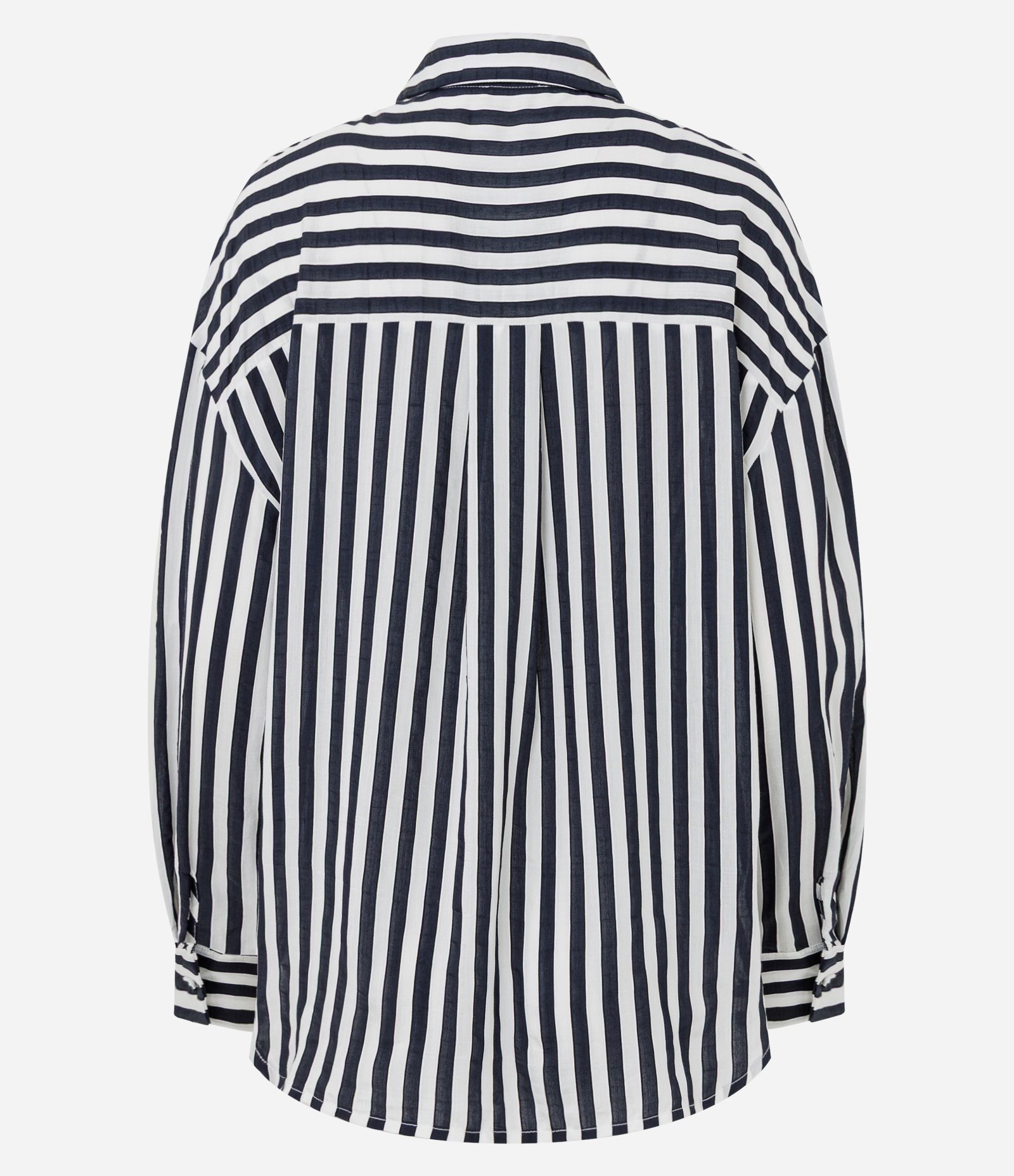 Camisa em Viscose com Listras Fio Tinto Off White/Azul 2