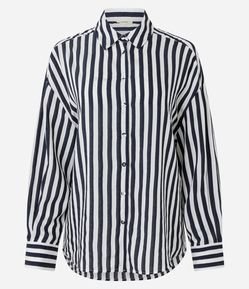 Camisa em Viscose com Listras Fio Tinto