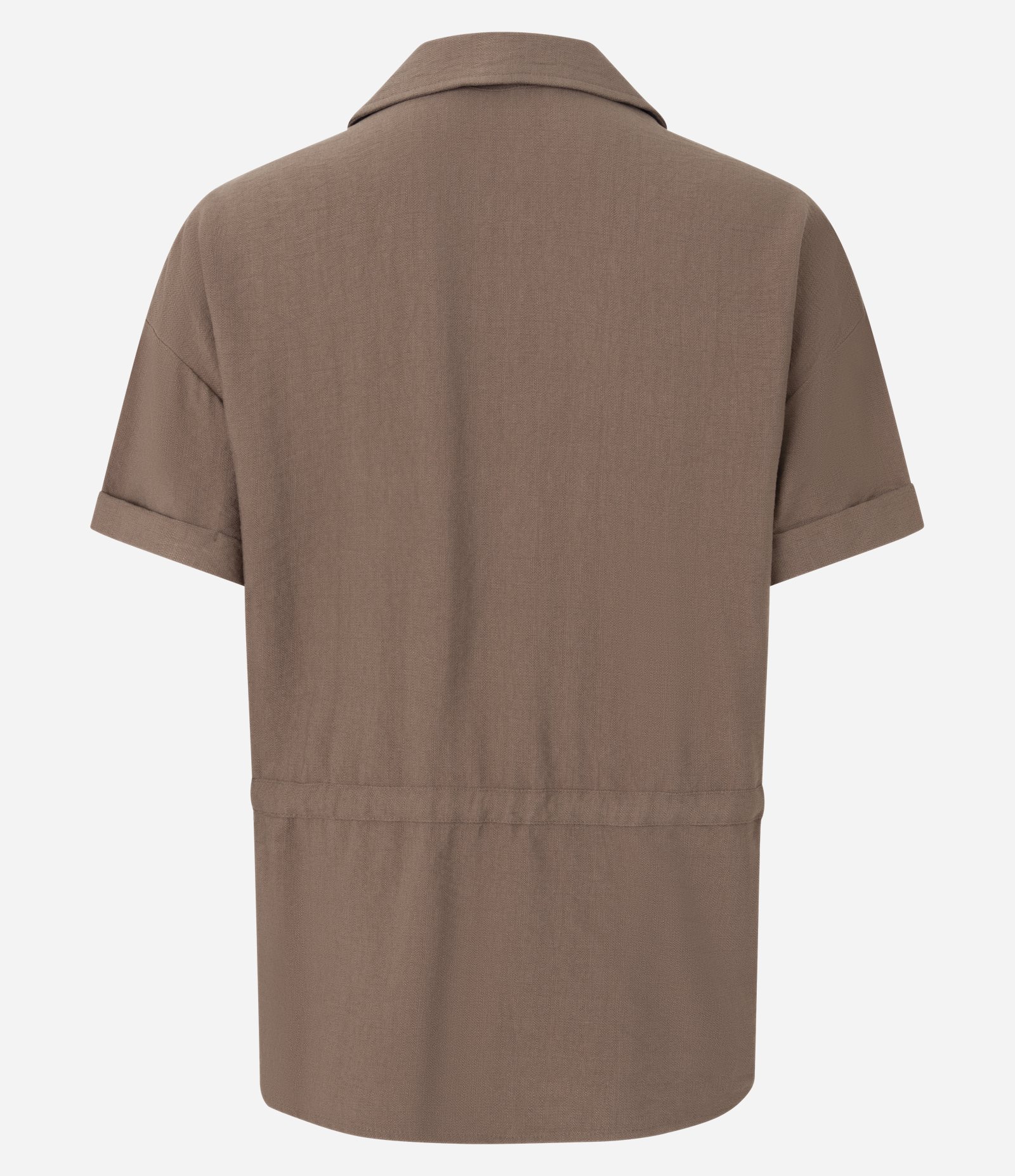 Blusa em Viscose com Zíper e Amarração Frontal Marrom 7