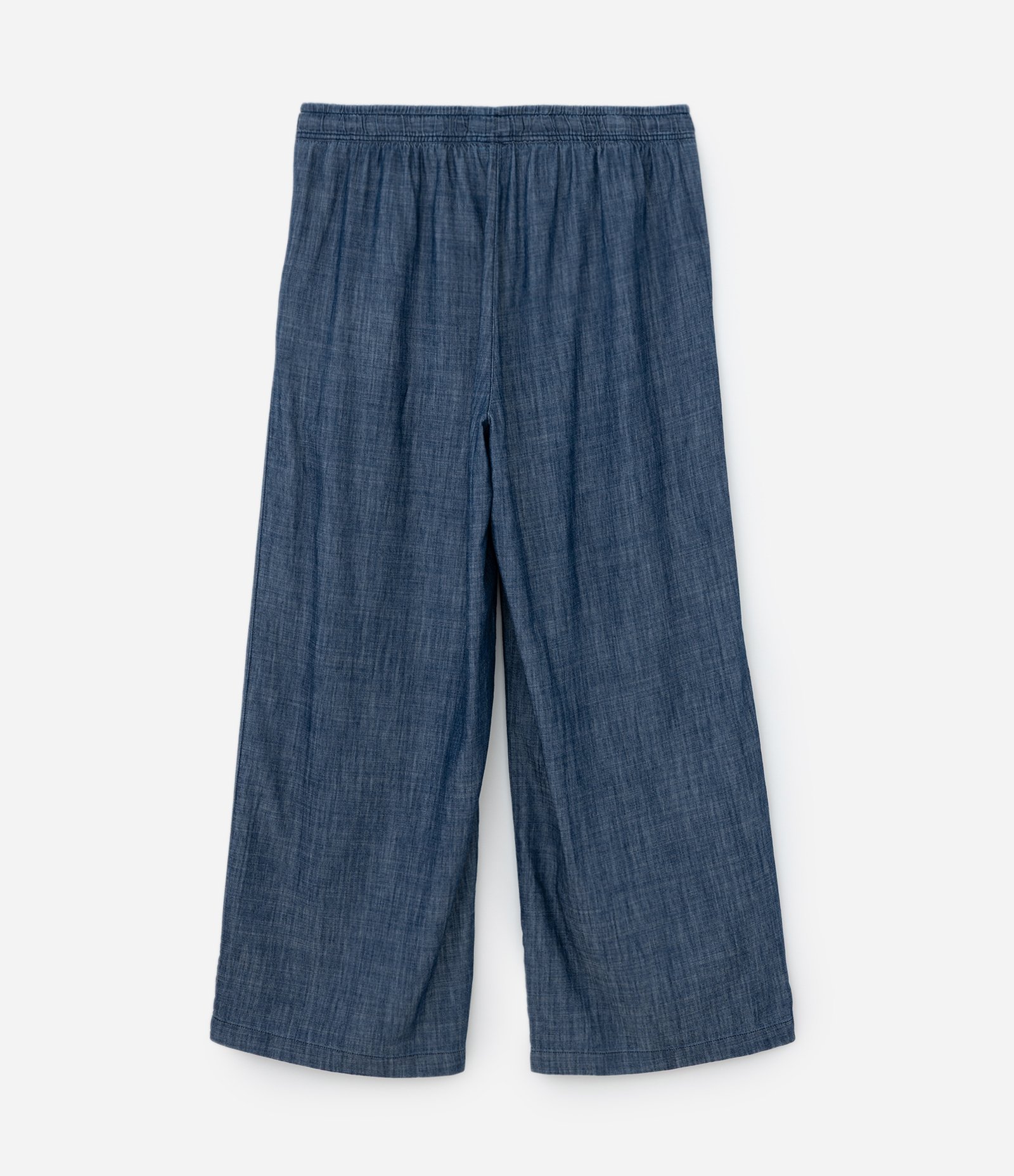 Calça Pantalona em Jeans Leve com Amarração no Cós Azul 6
