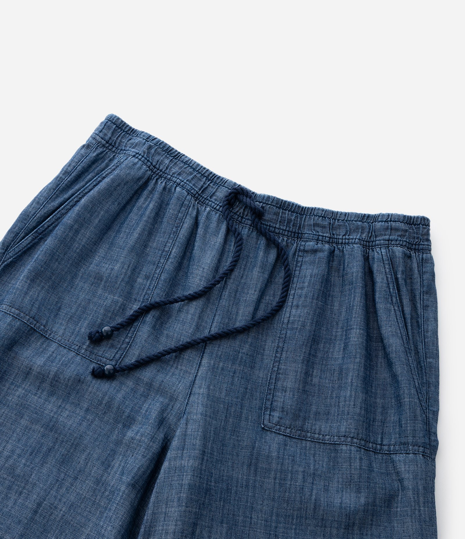 Calça Pantalona em Jeans Leve com Amarração no Cós Azul 8