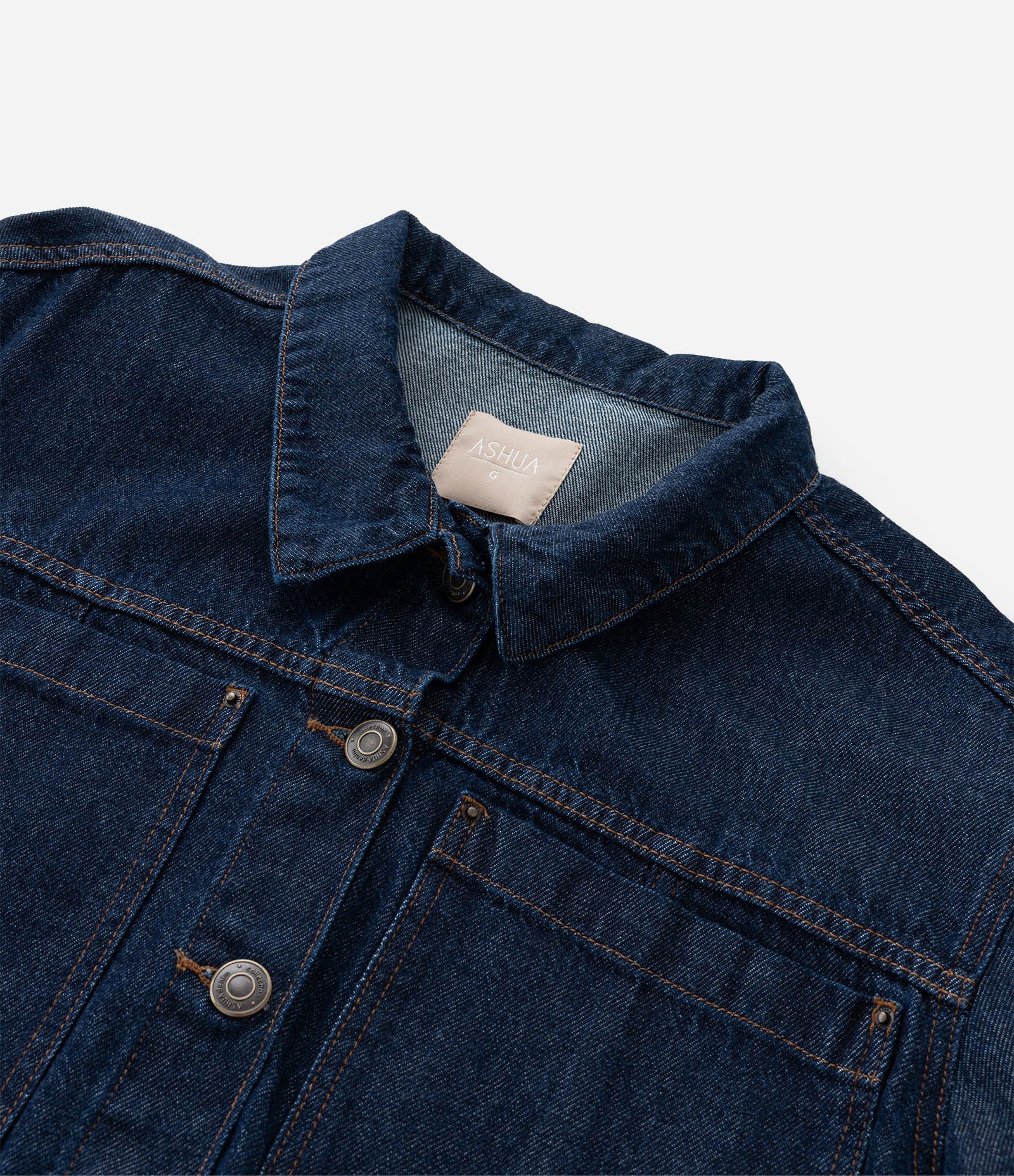 Jaqueta Cropped Jeans com Bolsos Frontais Curve & Plus Size Azul 7