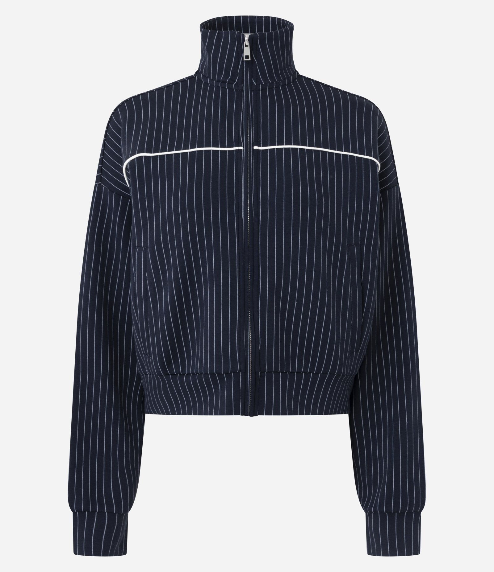 Jaqueta Regular em Moletom sem Felpa com Estampa Listrada Azul 6