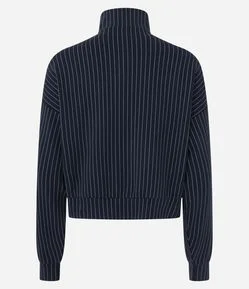 Jaqueta Regular em Moletom sem Felpa com Estampa Listrada