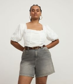 Short Mom Jeans com Barra Dobrada Curve & Plus Size