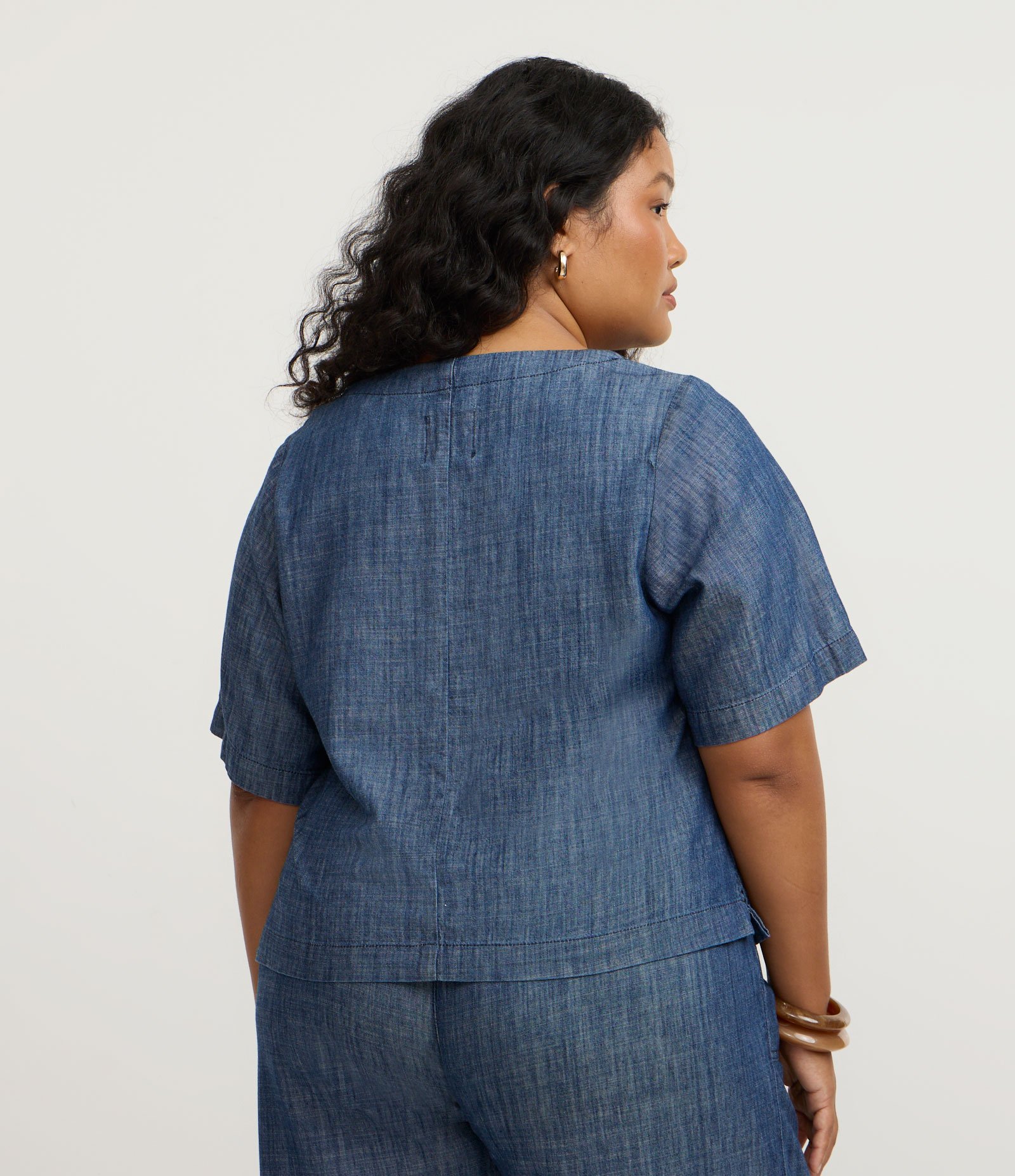 Blusa Curta em Sarja Curve & Plus Size Azul 4
