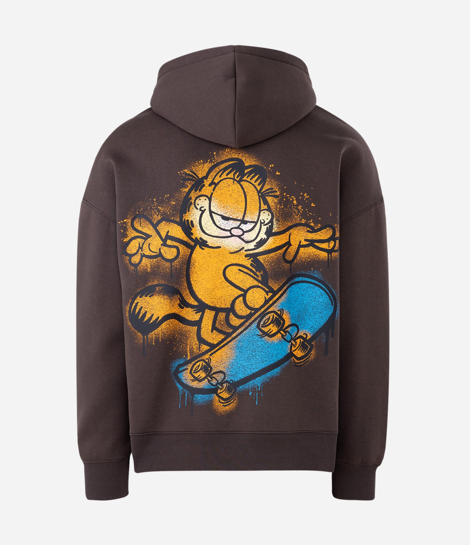 Moletom com Capuz e Estampa Garfield Skatista Grafite Marrom 7