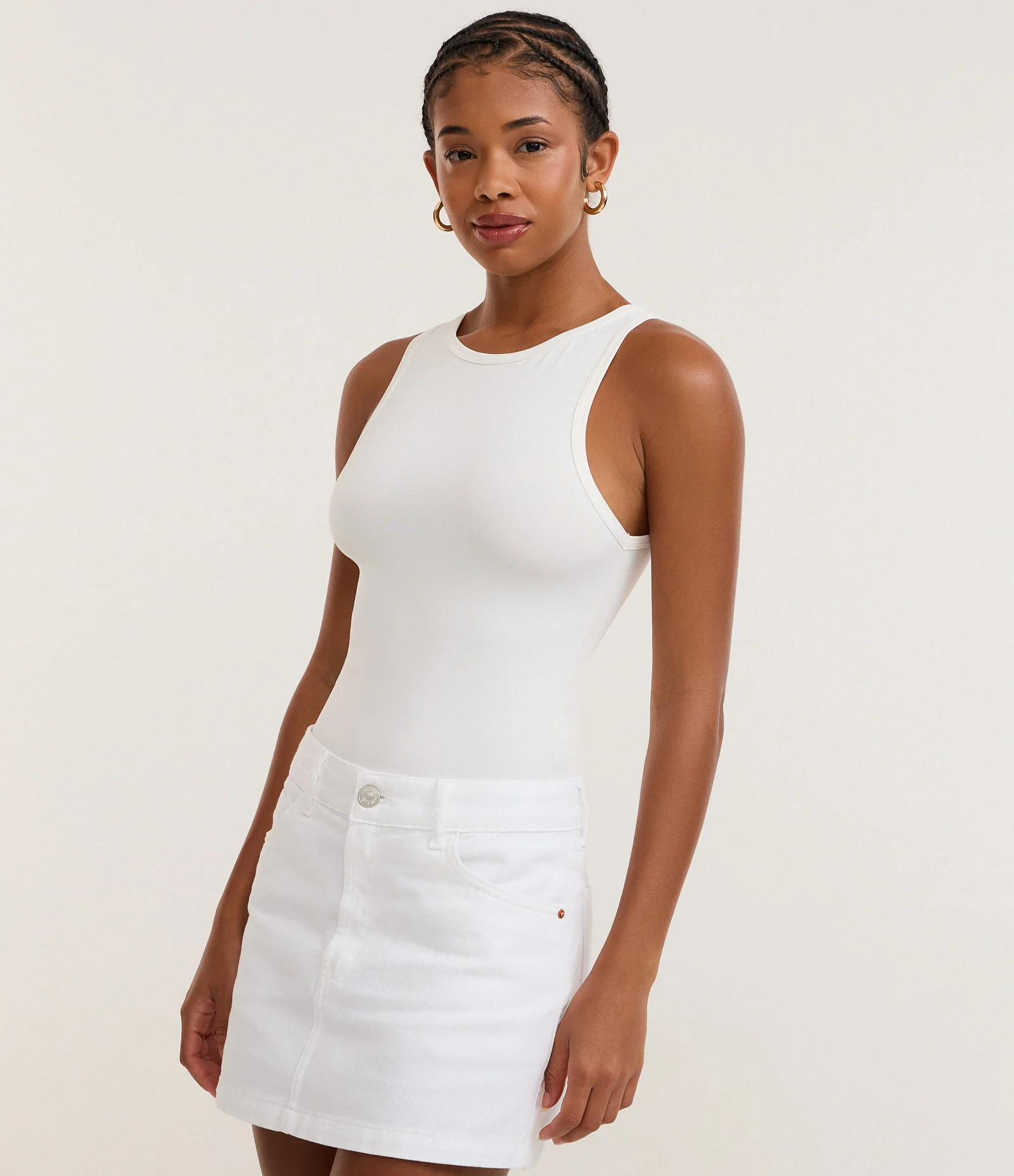 Blusa Regata Básica em Poliamida Branco 1