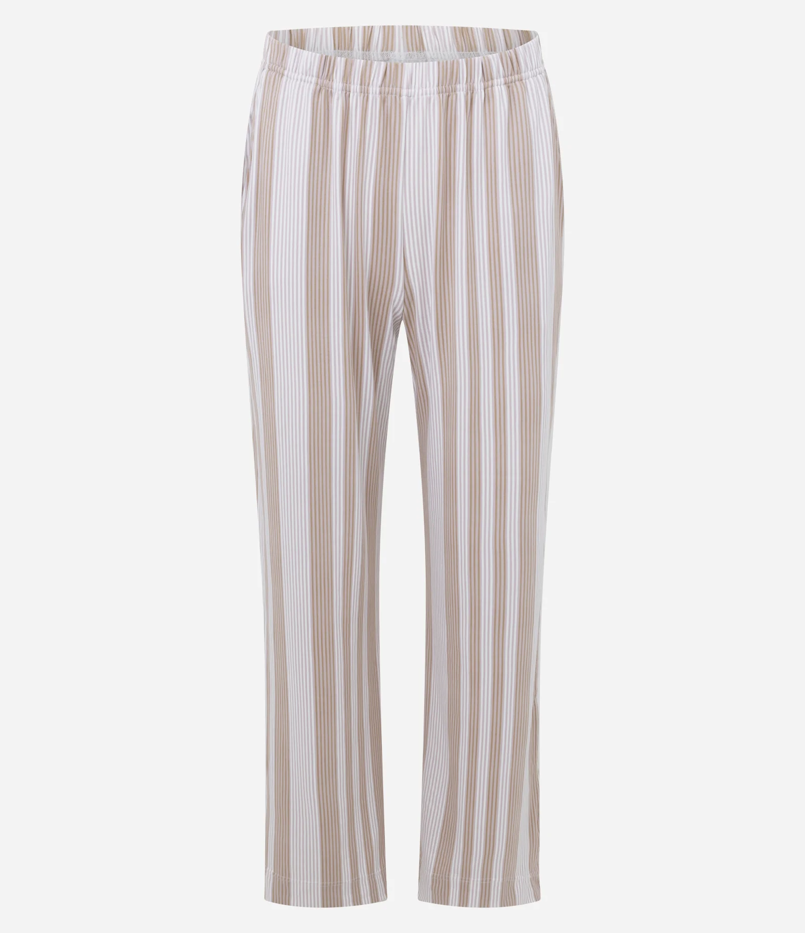 Pijama Longo em Peach Touch com Estampa de Listras Bege 2