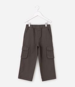 Calça Infantil Baggy em Sarja com Bolsos Cargo - Tam 5 a 14 Anos