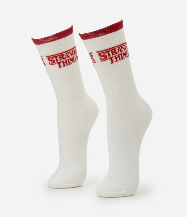 Meia Cano Alto em Algodão com Estampa Stranger Things