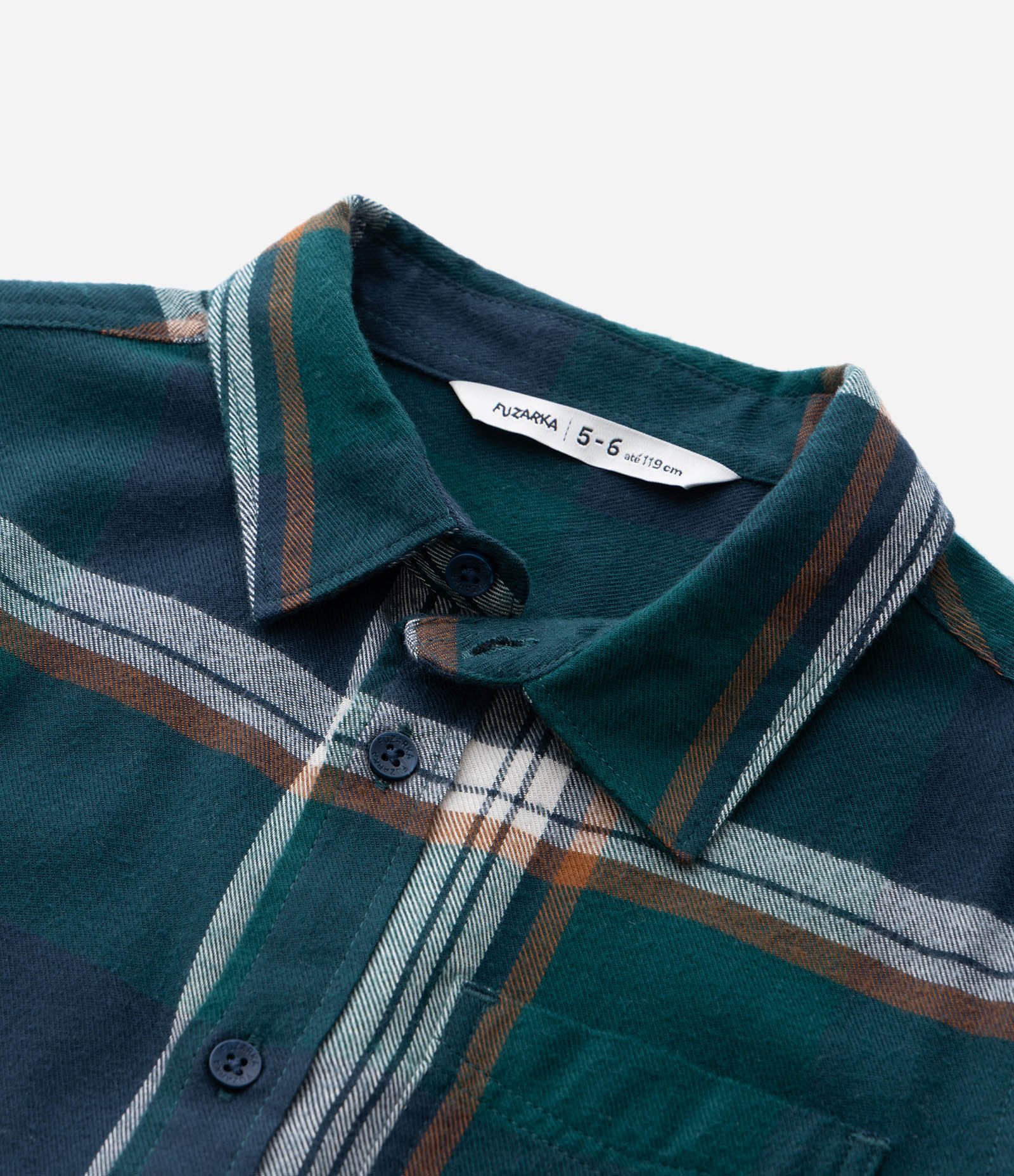 Camisa Infantil Manga Longa em Flanela Xadrez – Tam 5 a 14 Anos Verde 6