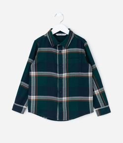 Camisa Infantil Manga Longa em Flanela Xadrez – Tam 5 a 14 Anos