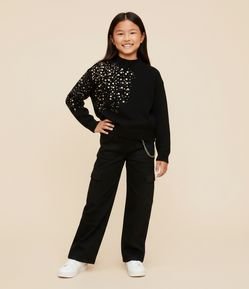 Casaco Infantil em Tricô com Paetês Laterais – Tam 5 a 14 Anos