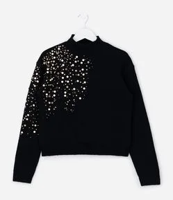 Casaco Infantil em Tricô com Paetês Laterais – Tam 5 a 14 Anos