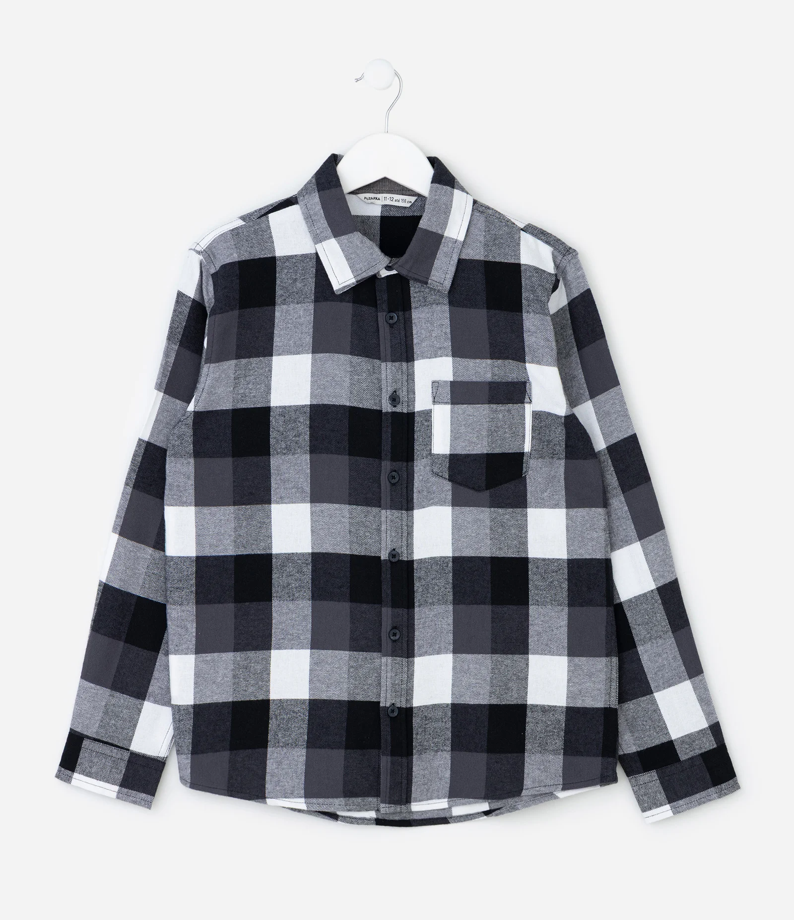 Camisa Manga Longa em Flanela Xadrez - Tam 5 a 14 Anos Preto 1