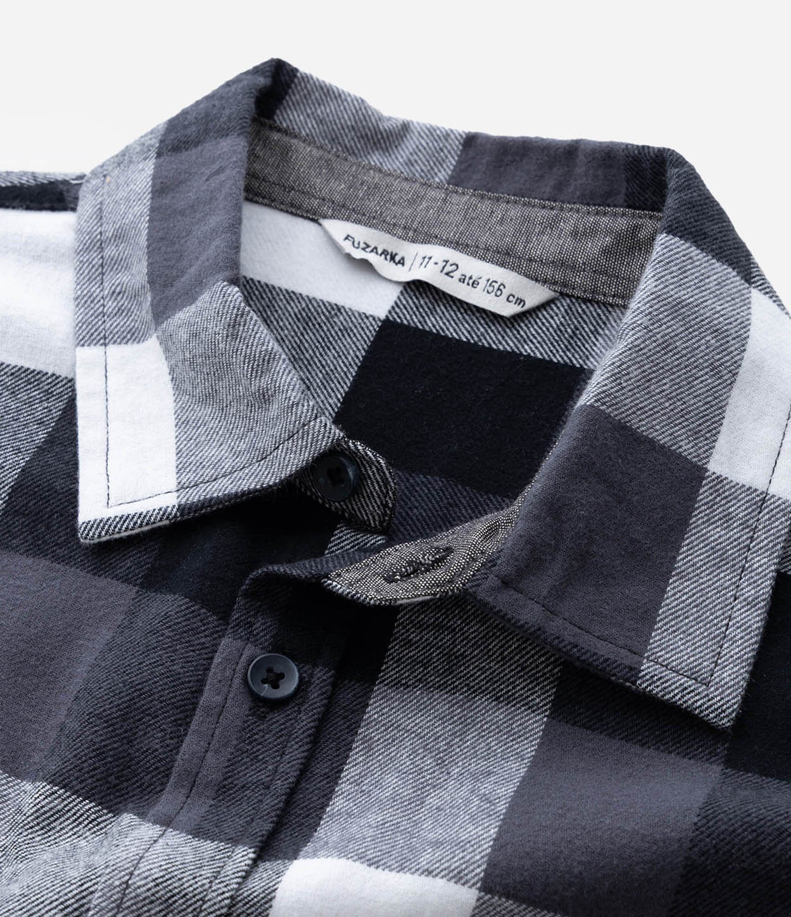 Camisa Manga Longa em Flanela Xadrez - Tam 5 a 14 Anos Preto 4