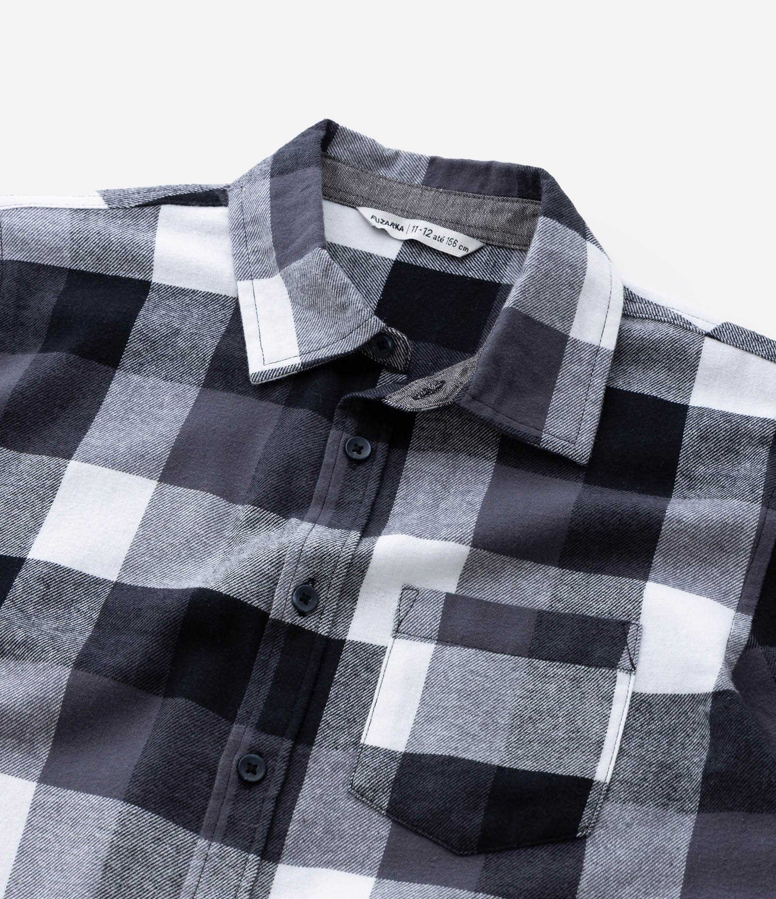 Camisa Manga Longa em Flanela Xadrez - Tam 5 a 14 Anos Preto 5