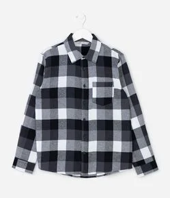 Camisa Manga Longa em Flanela Xadrez - Tam 5 a 14 Anos
