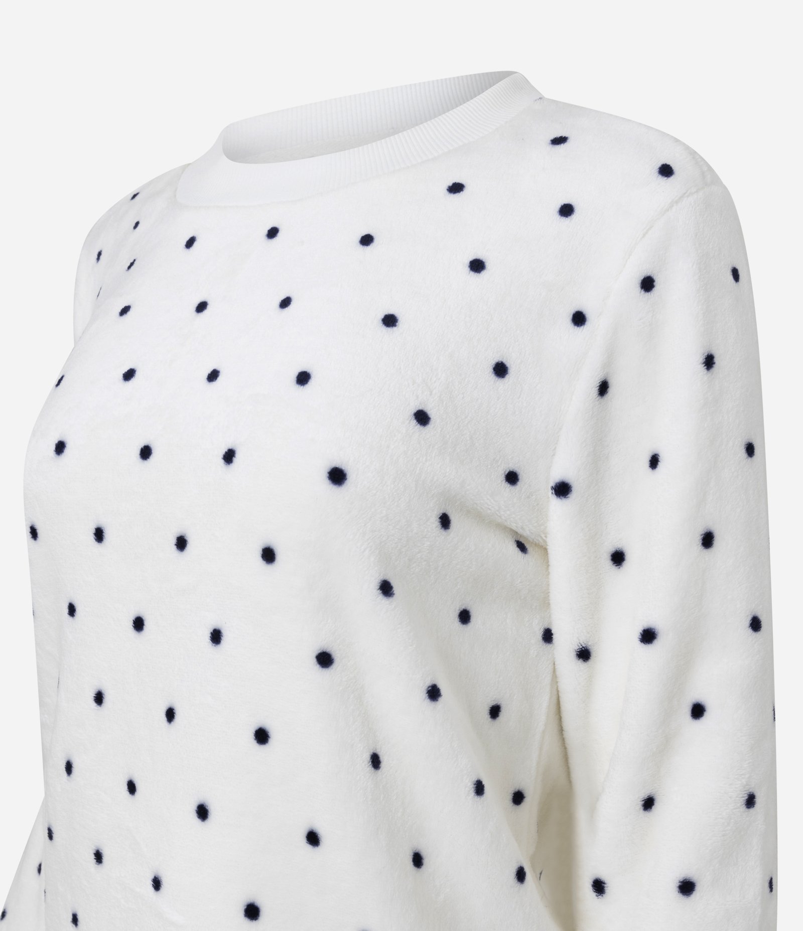 Pijama Pesado Feminino Fleece Estampa Poá Branco 2