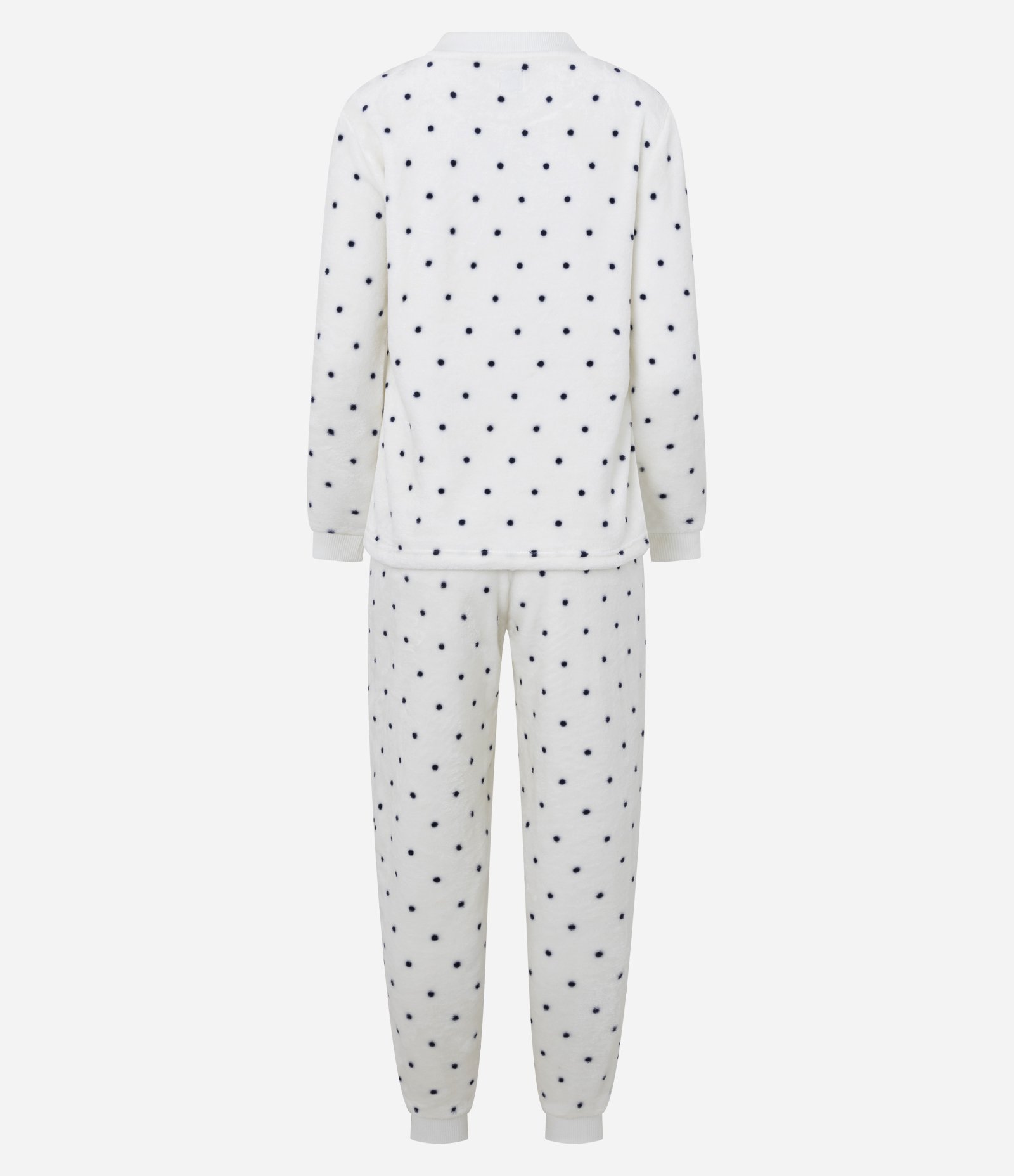 Pijama Pesado Feminino Fleece Estampa Poá Branco 4