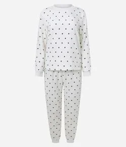 Pijama Pesado Feminino Fleece Estampa Poá