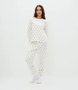 Pijama Pesado Feminino Fleece Estampa Poá