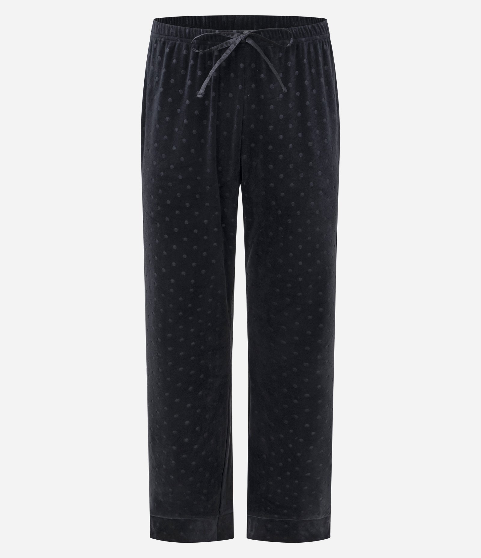 Pijama Longo Americano em Plush com Textura Poá Preto 6